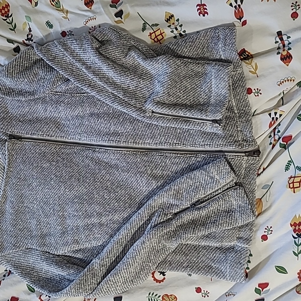 LAST CHANCE! DONATING SOON! Eileen Fisher woven cotton zip moto jacket L - Picture 9 of 10